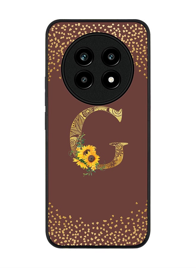For Realme 13 Pro / 13 Pro+ Case,Slim fit Camera Protection, Shockproof Thin Phone cover  - Custom Floral Monogram - G  (Brown )
